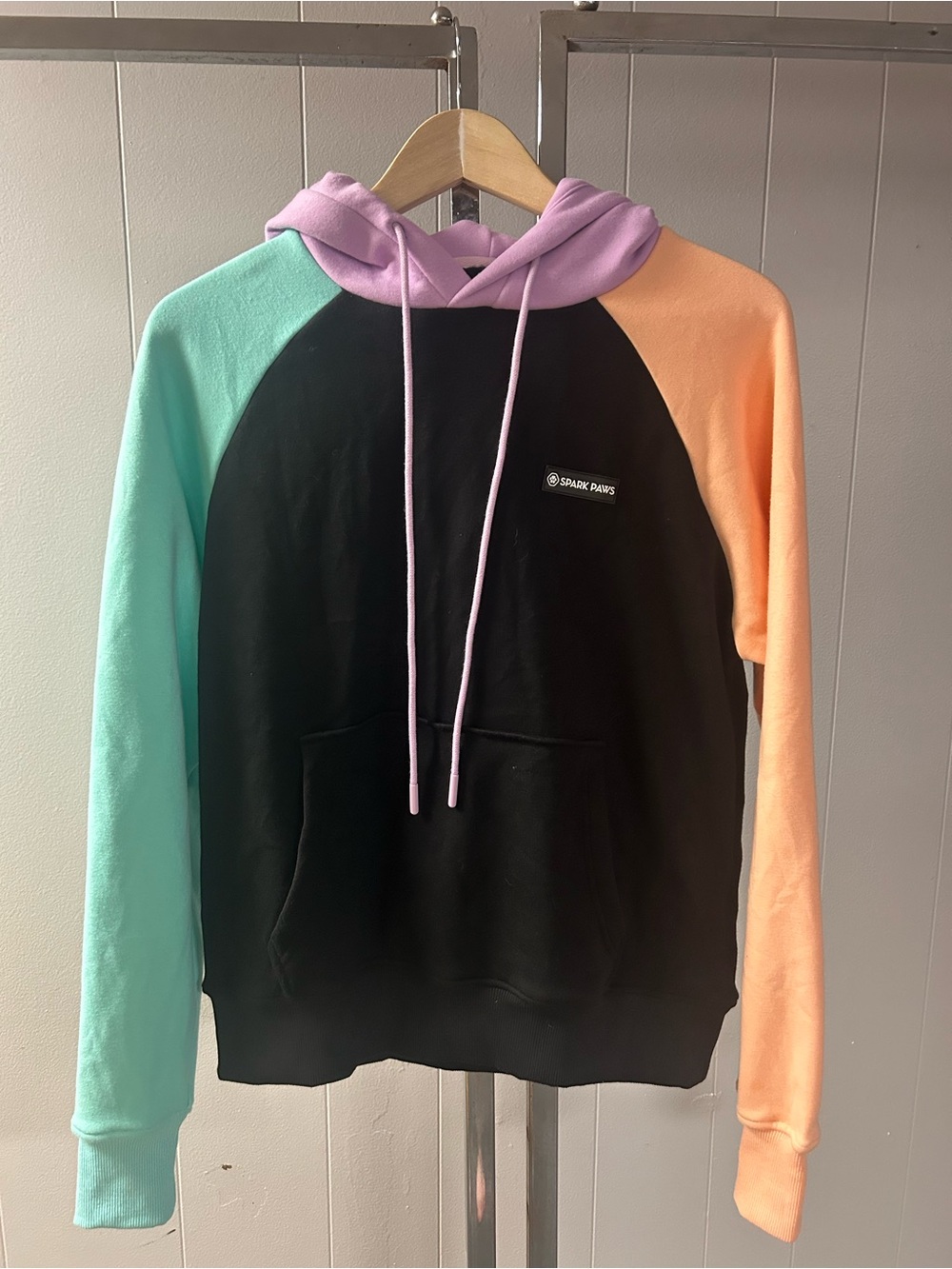SPARK PAWS Color block Hoodie Sweatshirt Small
